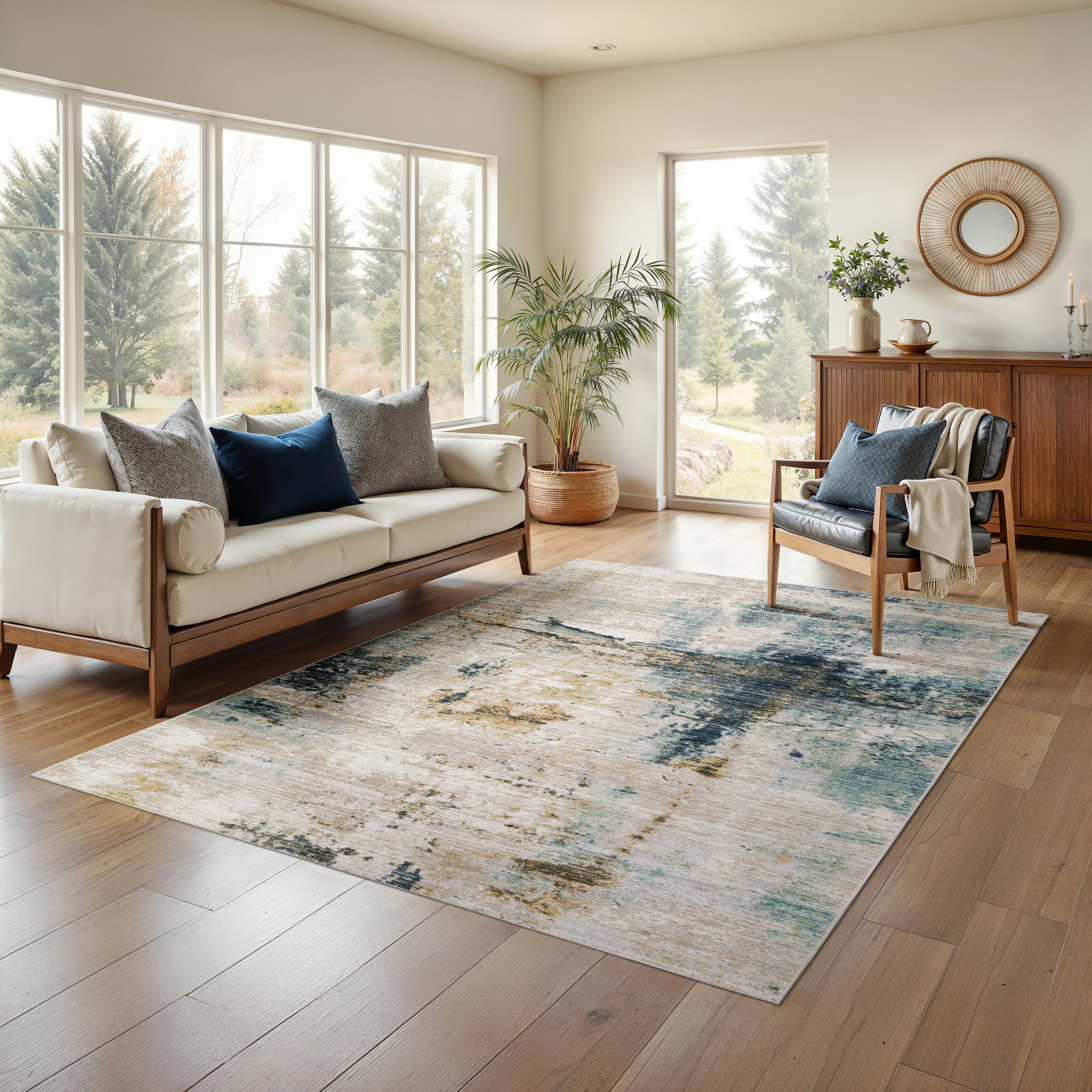 Oriental Weavers Cavett CAV03 Ivory/Blue Area Rug