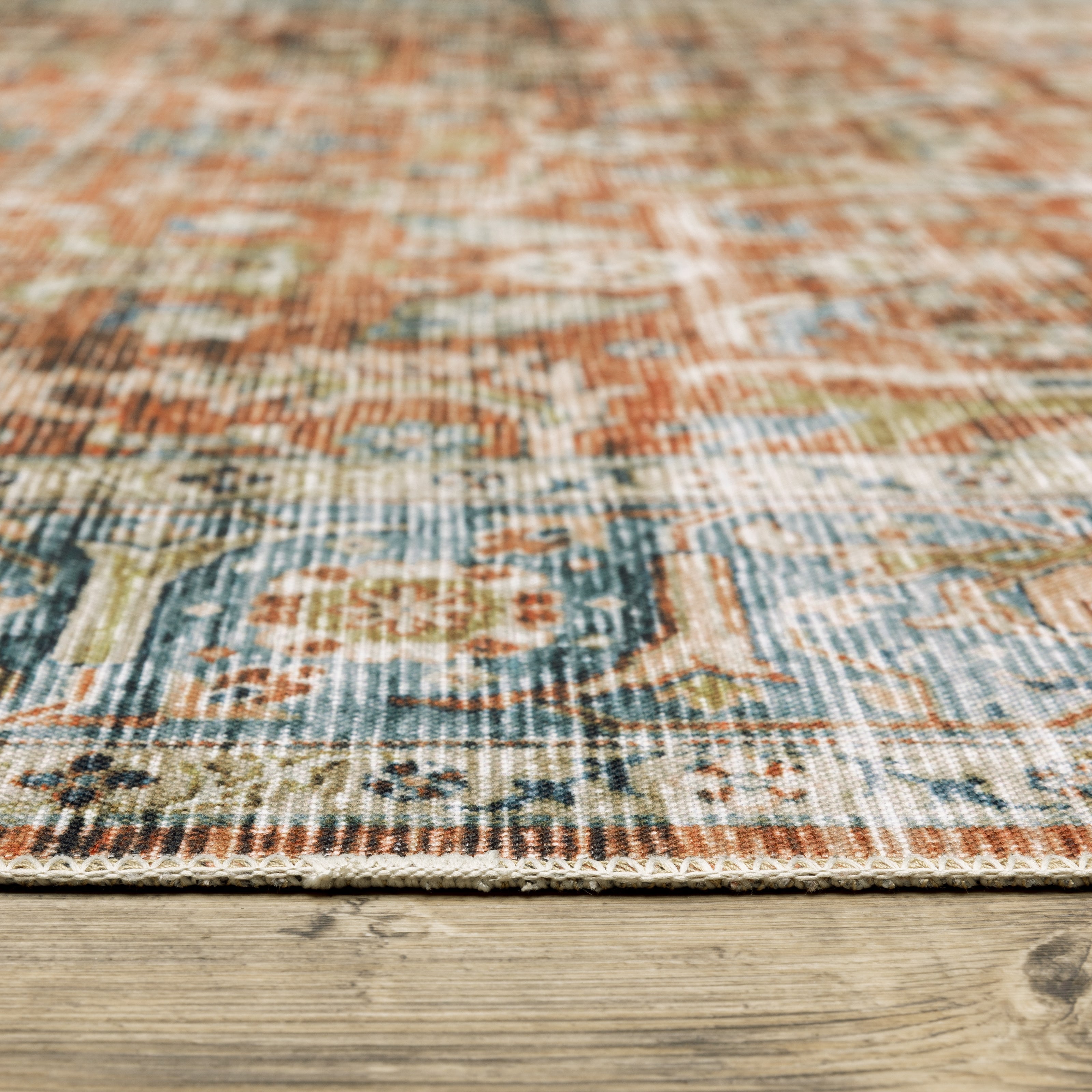 Oriental Weavers Charleston CHA04 Rust/Blue Area Rug