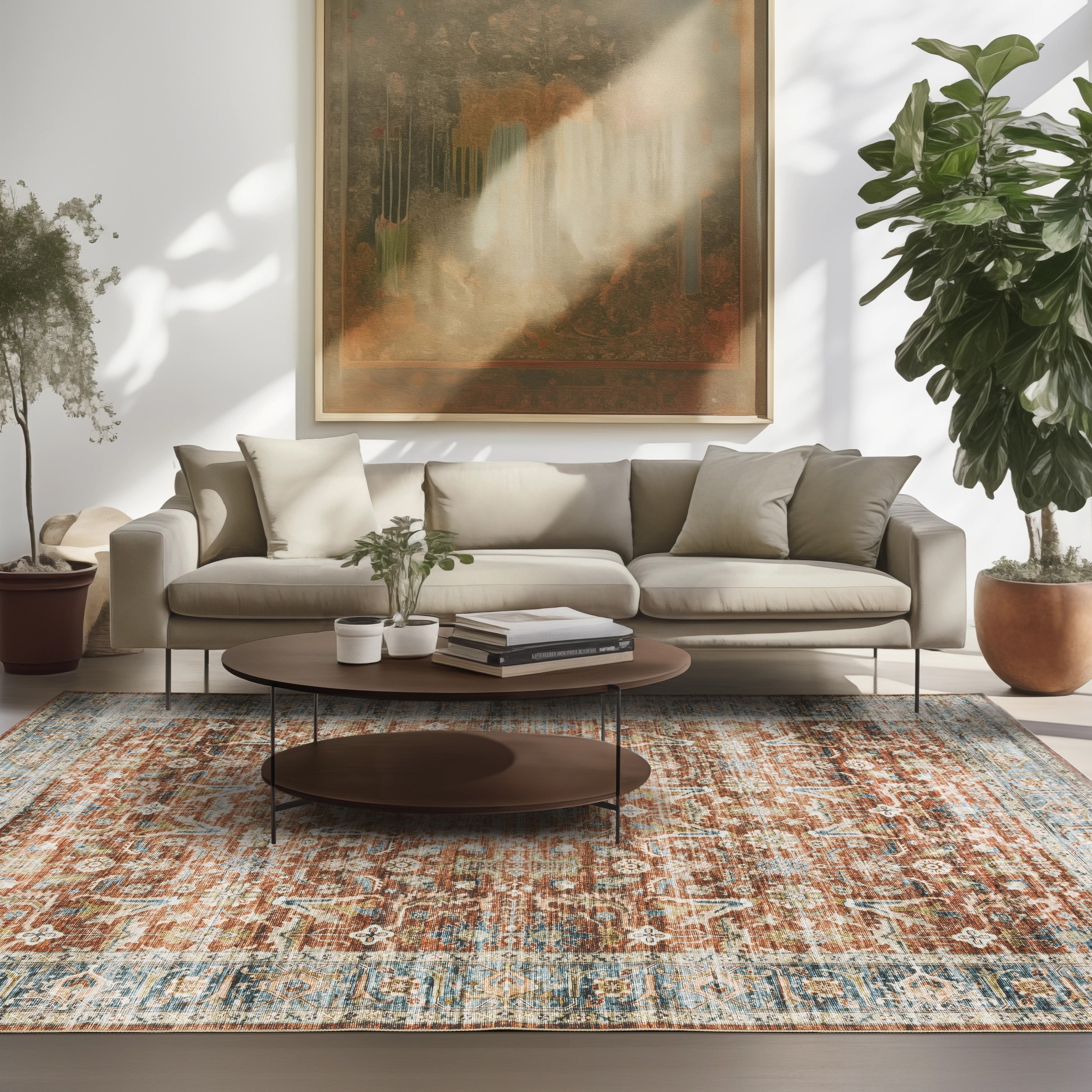 Oriental Weavers Charleston CHA04 Rust/Blue Area Rug