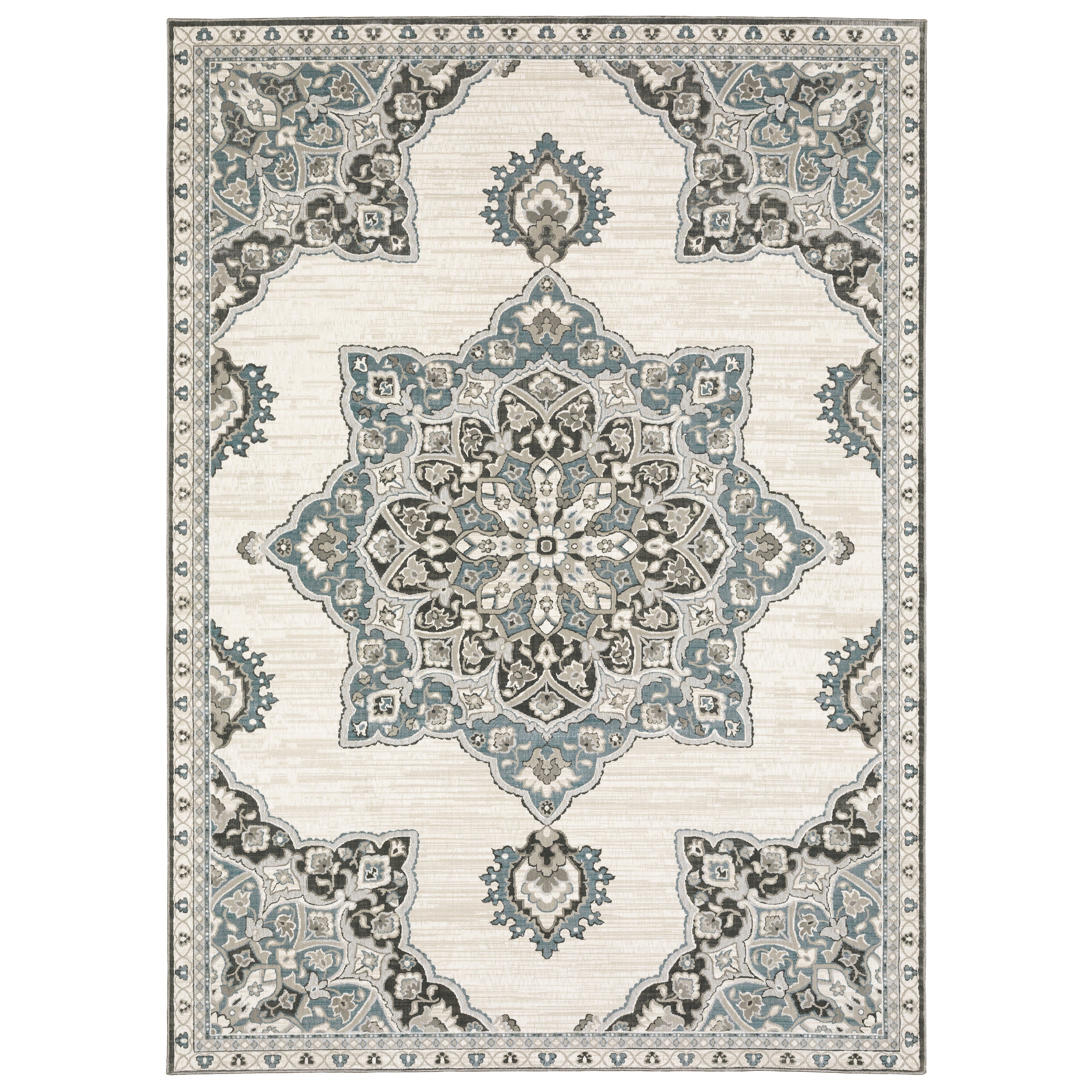 Oriental Weavers Ellington ELL01 Ivory/Blue Area Rug
