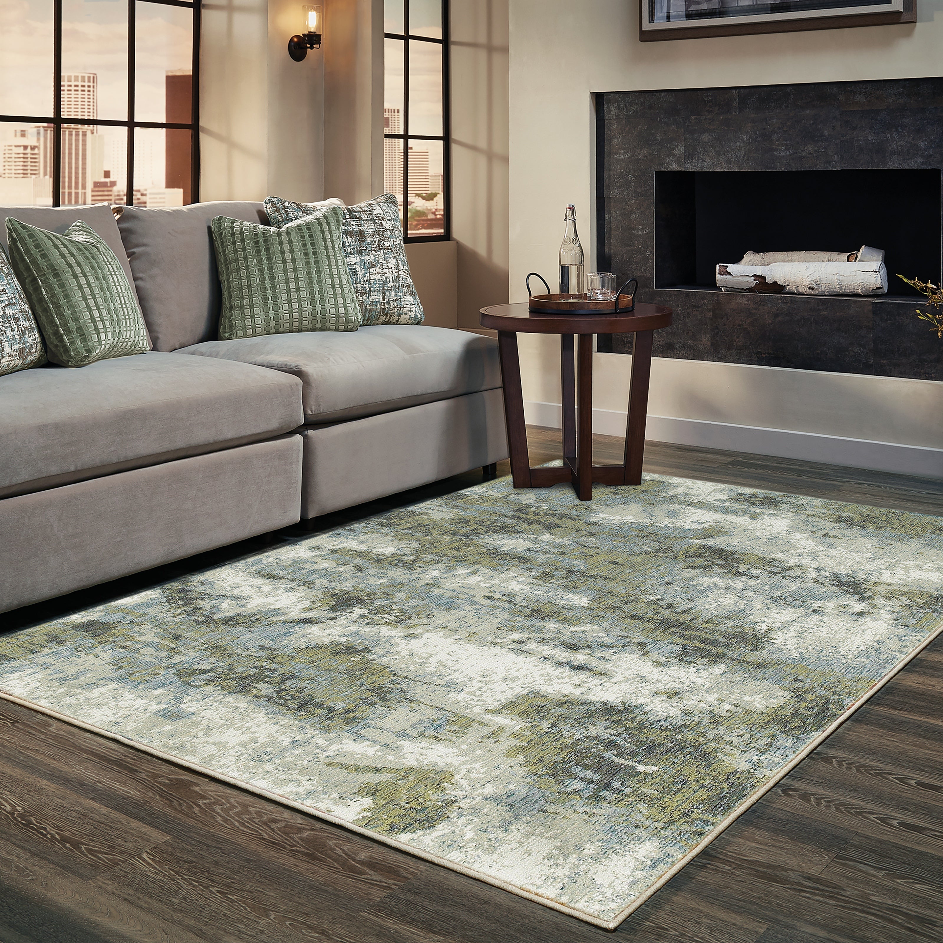Oriental Weavers Evolution 8039E Blue/Green Area Rug