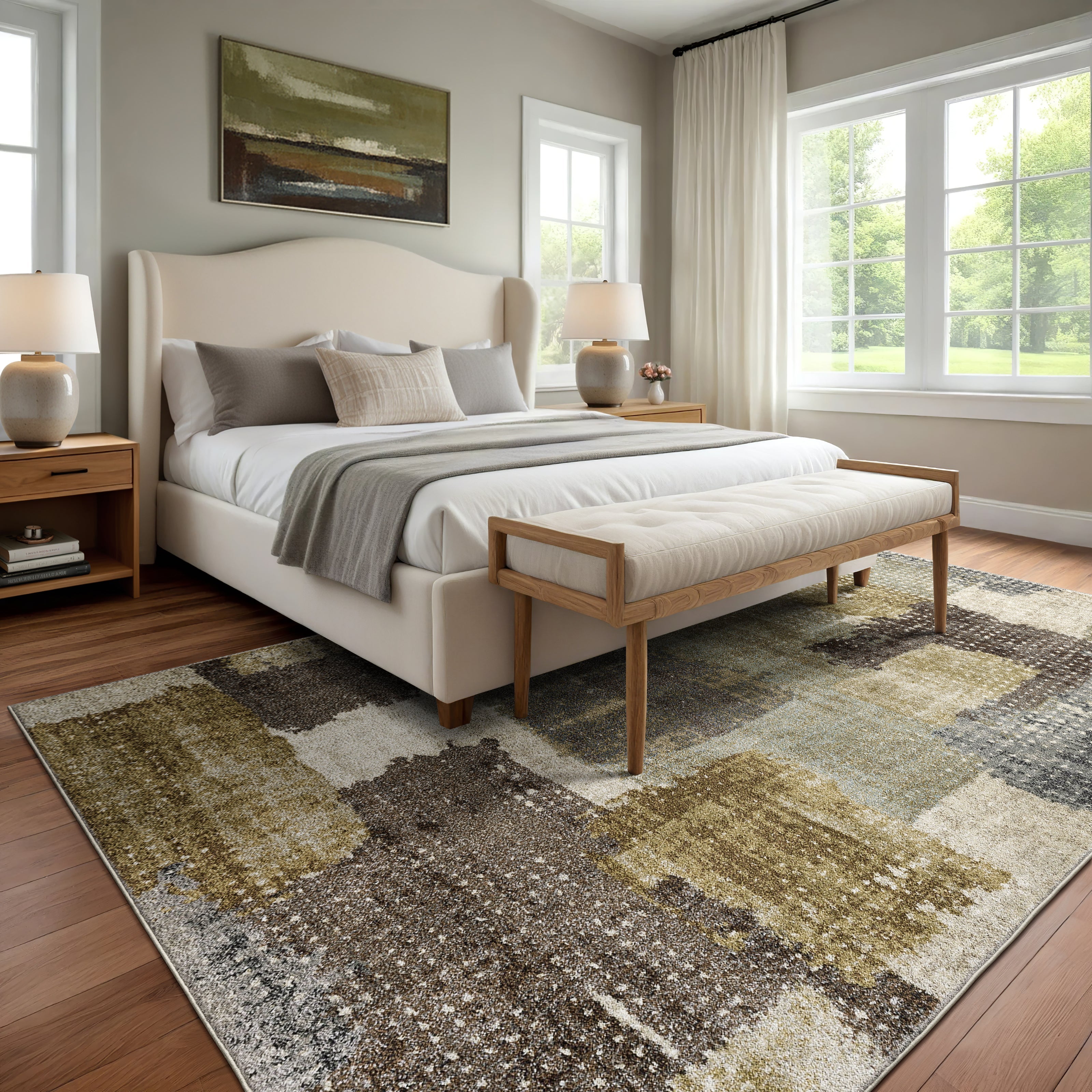Oriental Weavers Gemma GEM01 Green/Brown Area Rug