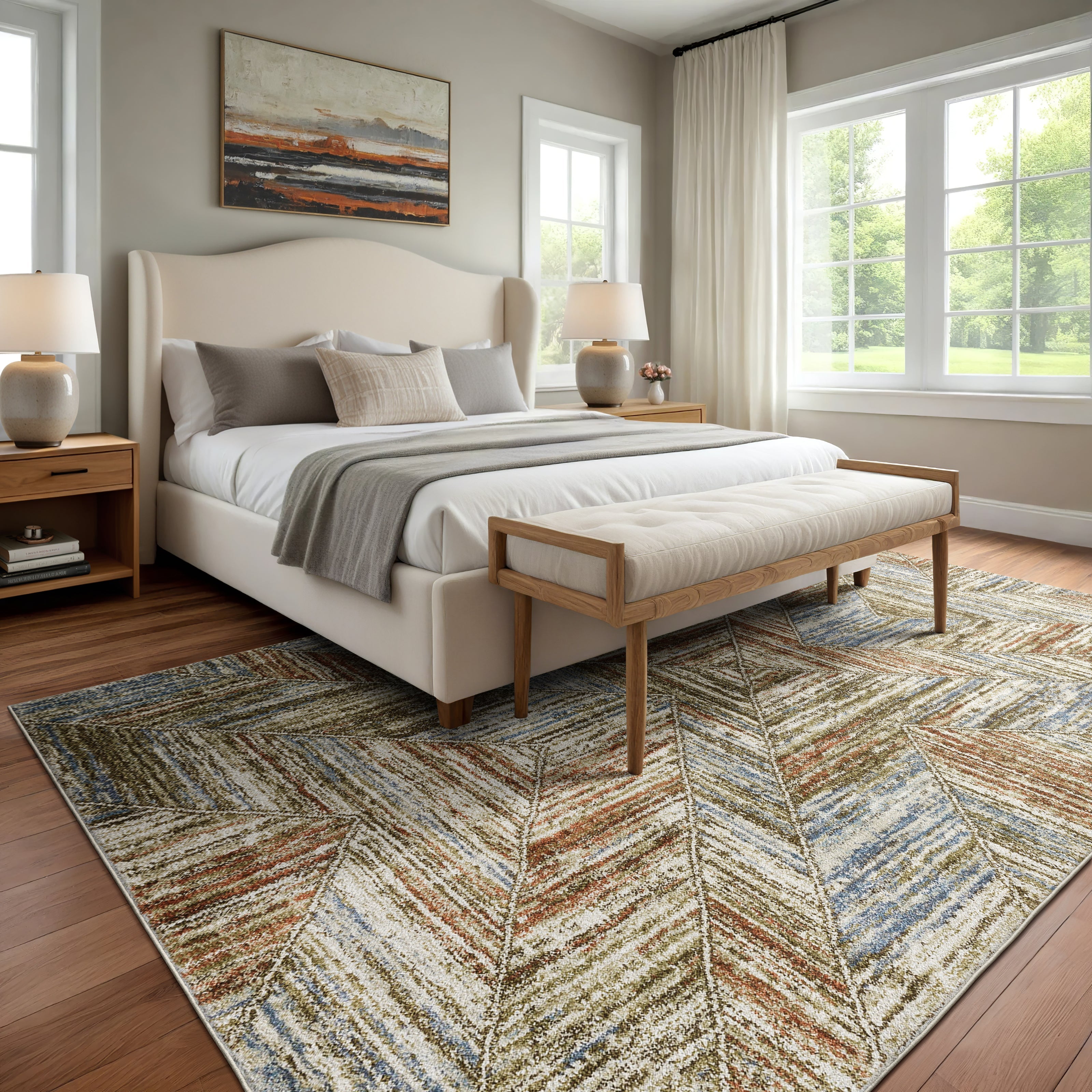 Oriental Weavers Gemma GEM04 Blue/Rust Area Rug