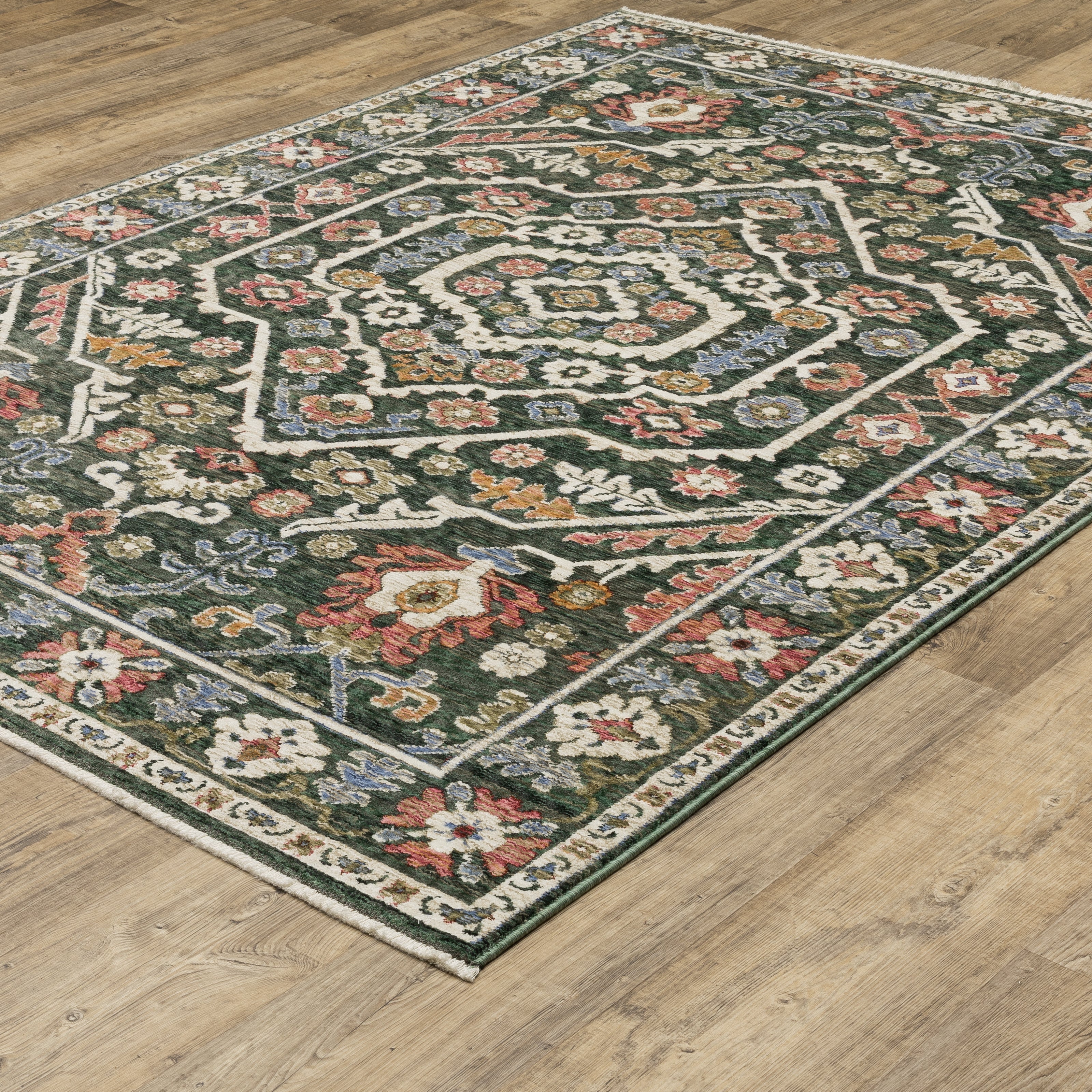 Oriental Weavers Hastings HA02B Green/Pink Area Rug
