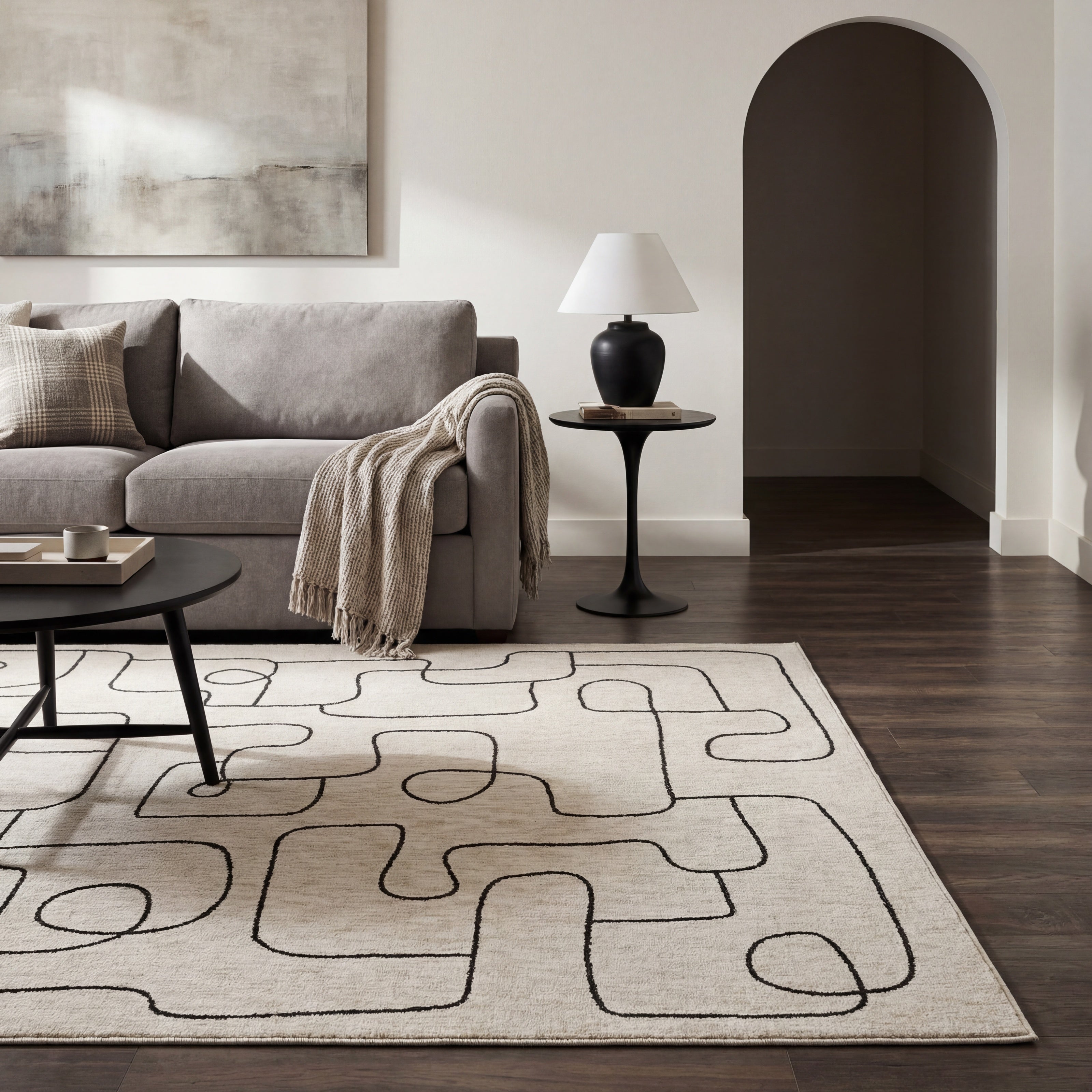 Oriental Weavers Hunter HNT06 Beige/Black Area Rug
