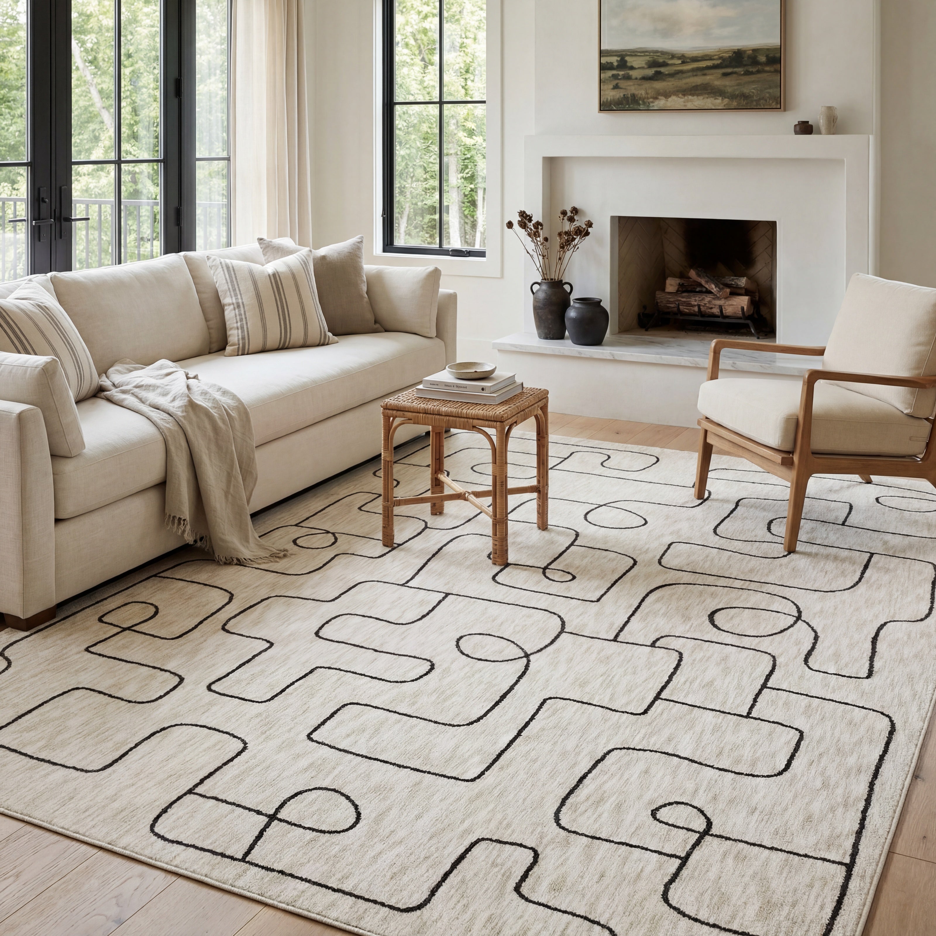 Oriental Weavers Hunter HNT06 Beige/Black Area Rug