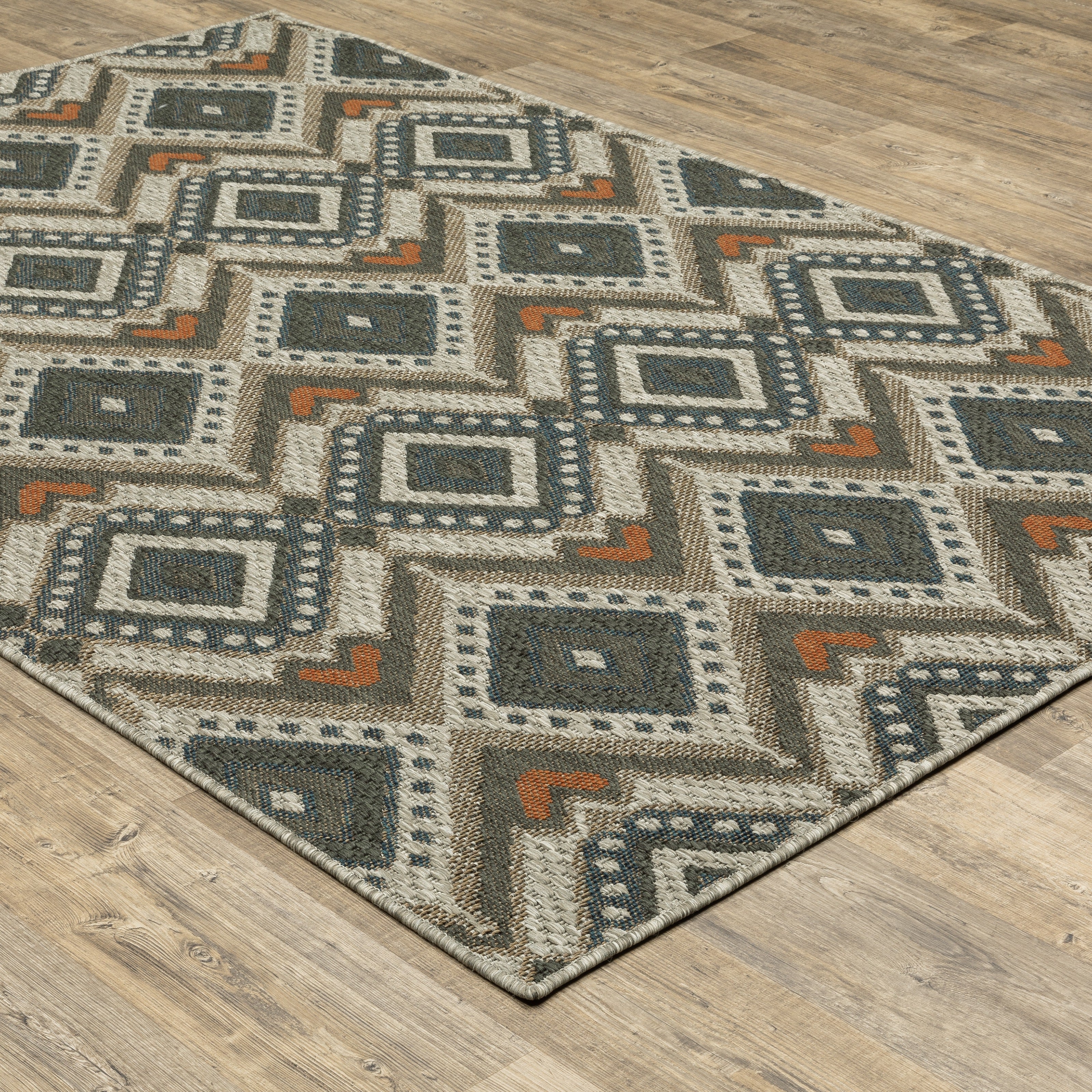 Oriental Weavers Latitude 2X Grey/Orange Area Rug