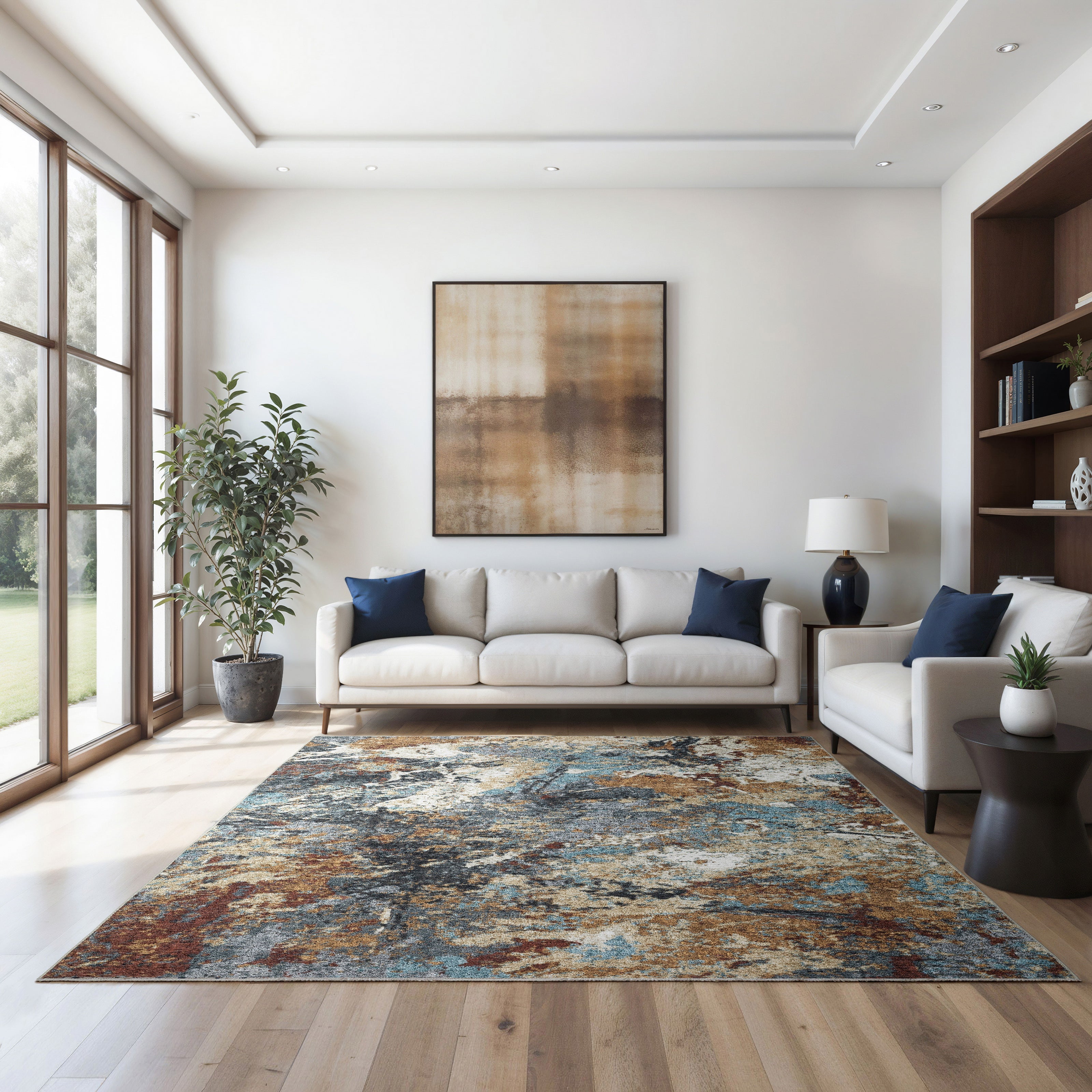 Oriental Weavers Sumter SUM13 Blue/Rust Area Rug