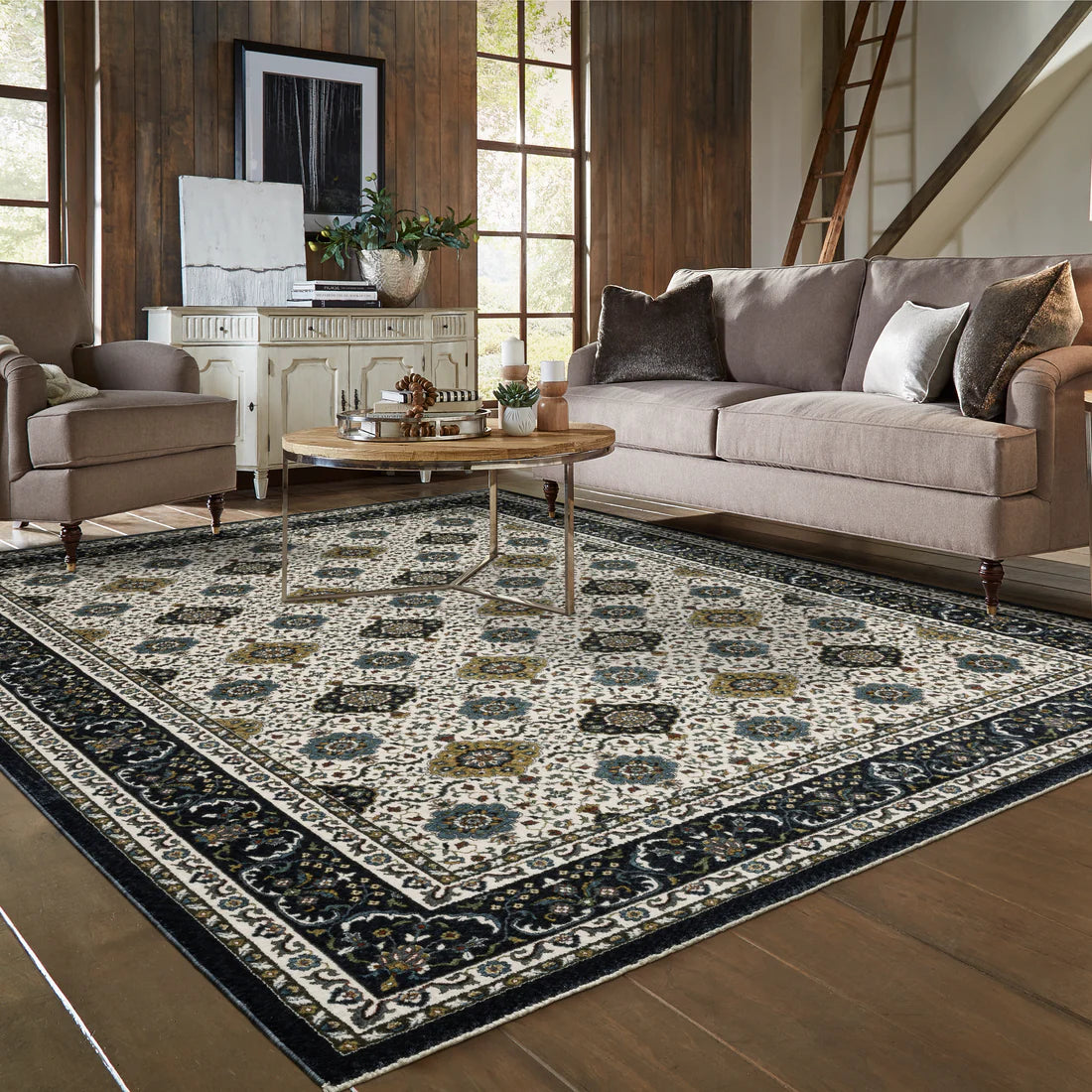 Aiental Weavers Vivian VI04D Ivory/Navy Area Rug