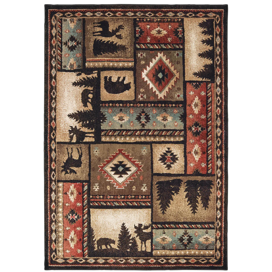 Oriental Weavers Woodlands 1041C Black/Multi Area Rug