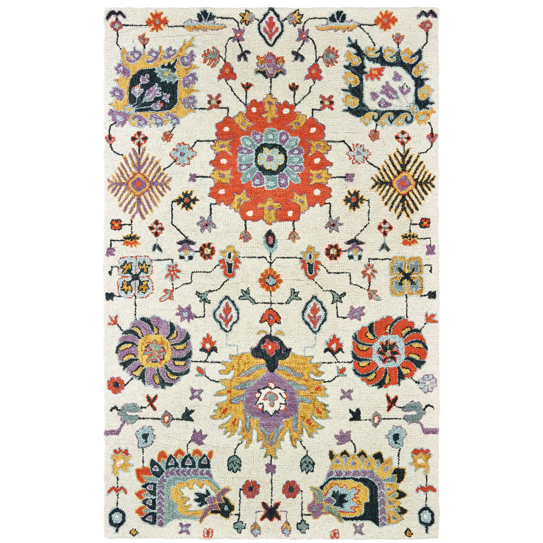 Oriental Weavers Zahra 75502 Ivory/Orange Area Rug
