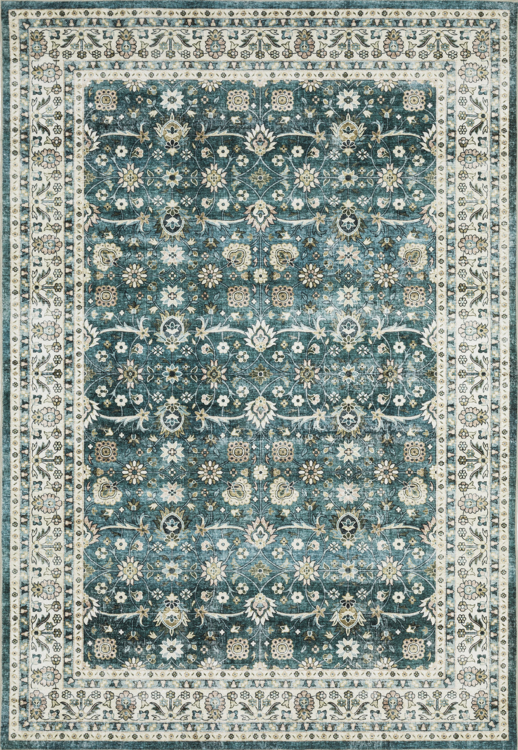 Oriental Weavers Sumter SUM08 Teal/Ivory Area Rug