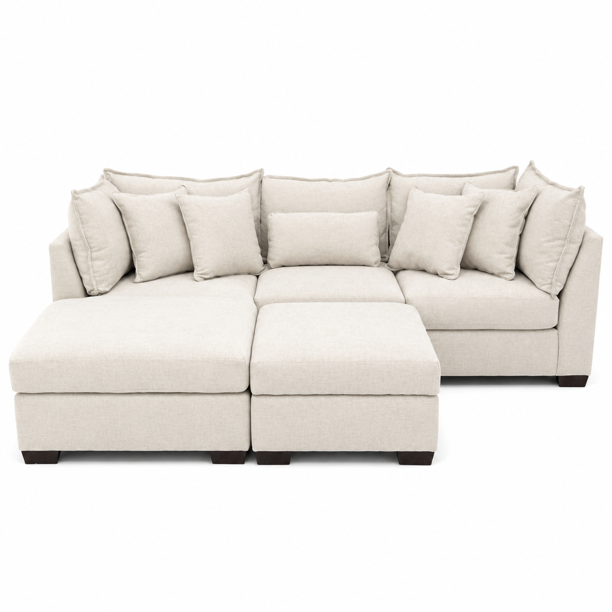 Alina 3 Pc Left Chaise Sectional with Storage Ottoman in Ivory