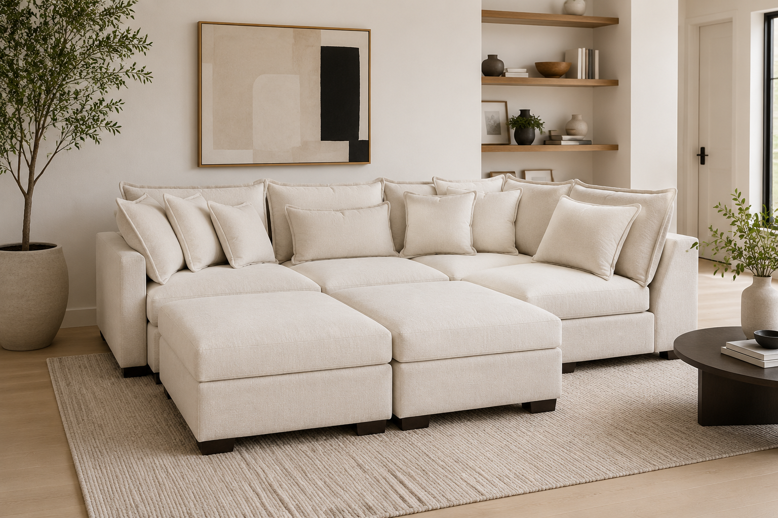 Alina 2 Pc Loveseat with Double Storage Ottomans